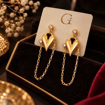 Amorette Heart Chain Earrings